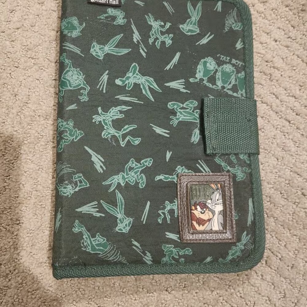 Vintage Stuart Hall LOONEY TUNES BLUES Black & Gray Zipper Binder BUGS & TAZ